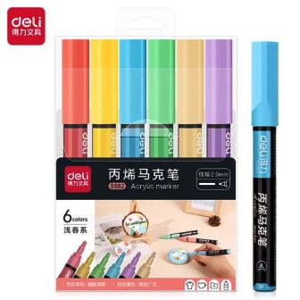 marqueur acrylic 6clrs deli s582