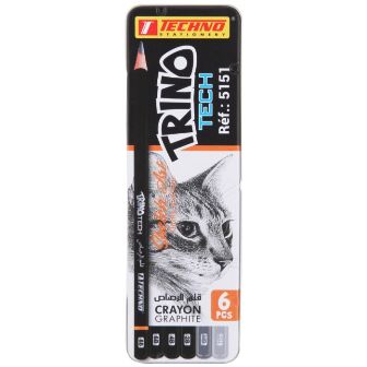 crayon graphite 6pcs en boite metal 2b-8b tec5151