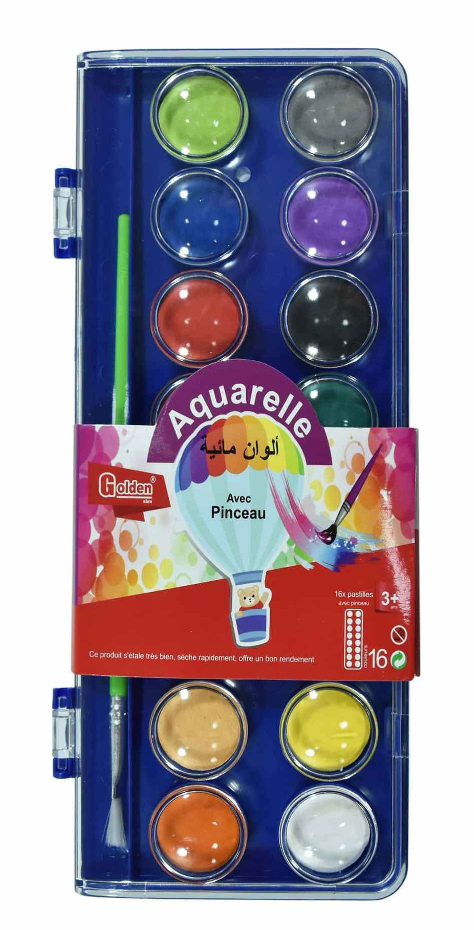 aquarelle ecolier 16 couleurs sbm34008