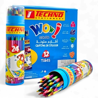 Librairie Bouarroudj - CRAYON COULEUR 24PCS WOW EN TUBE TEC6925